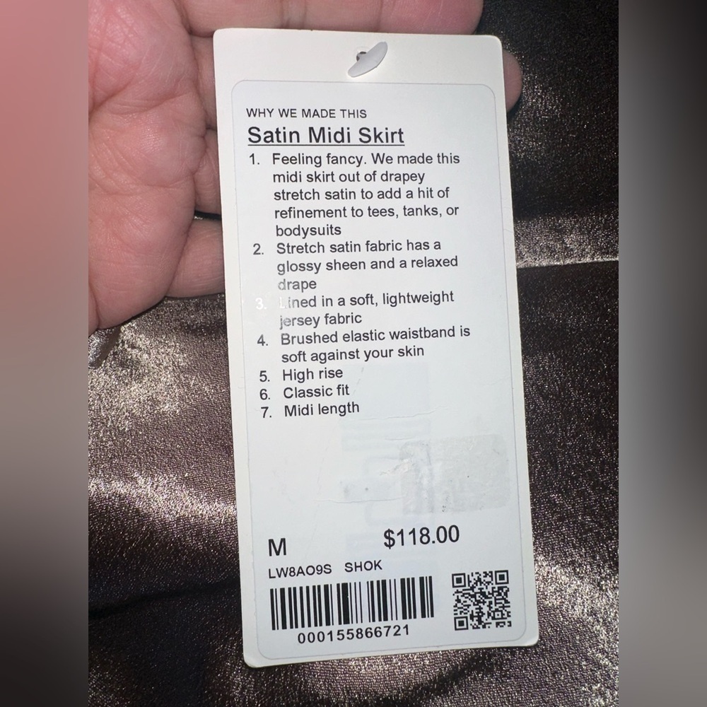 ⭐️NEW⭐️ Lululemon Satin Midi Skirt. Sz M. Color Sheer Oak - Picture 4 of 5